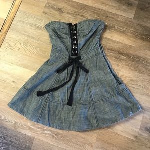 JUICTY COUTURE denim jean mini dress strapless